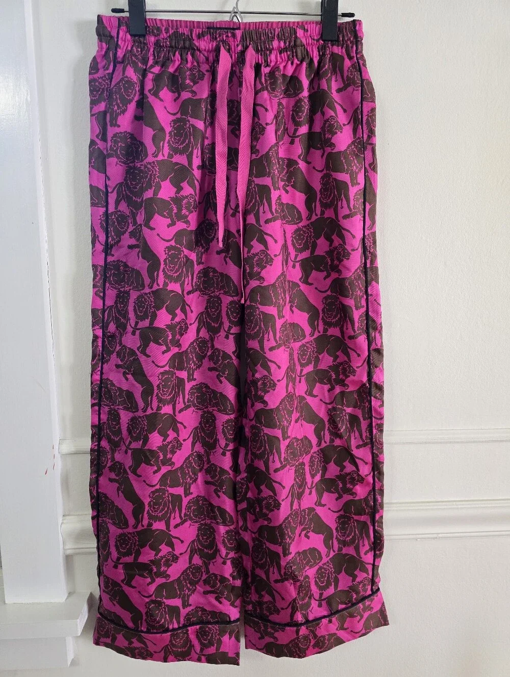 J. Crew Collection 100% Silk Relaxed Pants in Sleepy Lion Print, Size 4